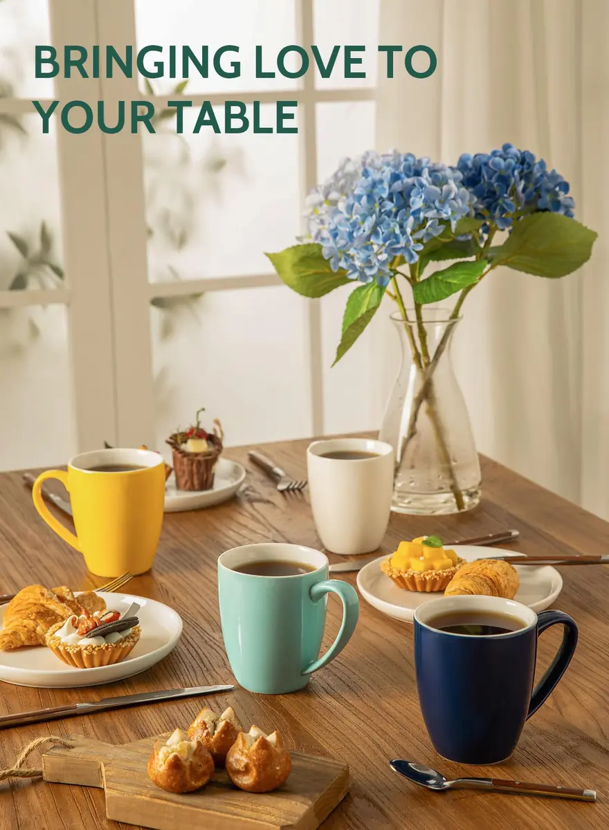 Sweese Porcelain Mug - 12 Ounce for Coffee, Tea, Cocoa & Mulled Drinks | Set of 6, Assorted Colors - view 2