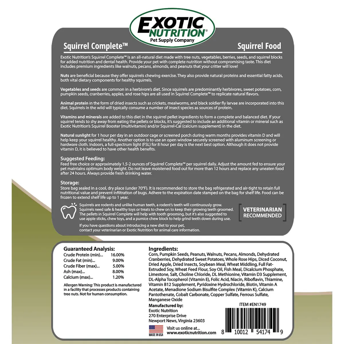 Exotic Nutrition Squirrel Complete 6.8 kg (15 lb) | Healthy Natural Food for Pet & Captive Squirrels - view 3