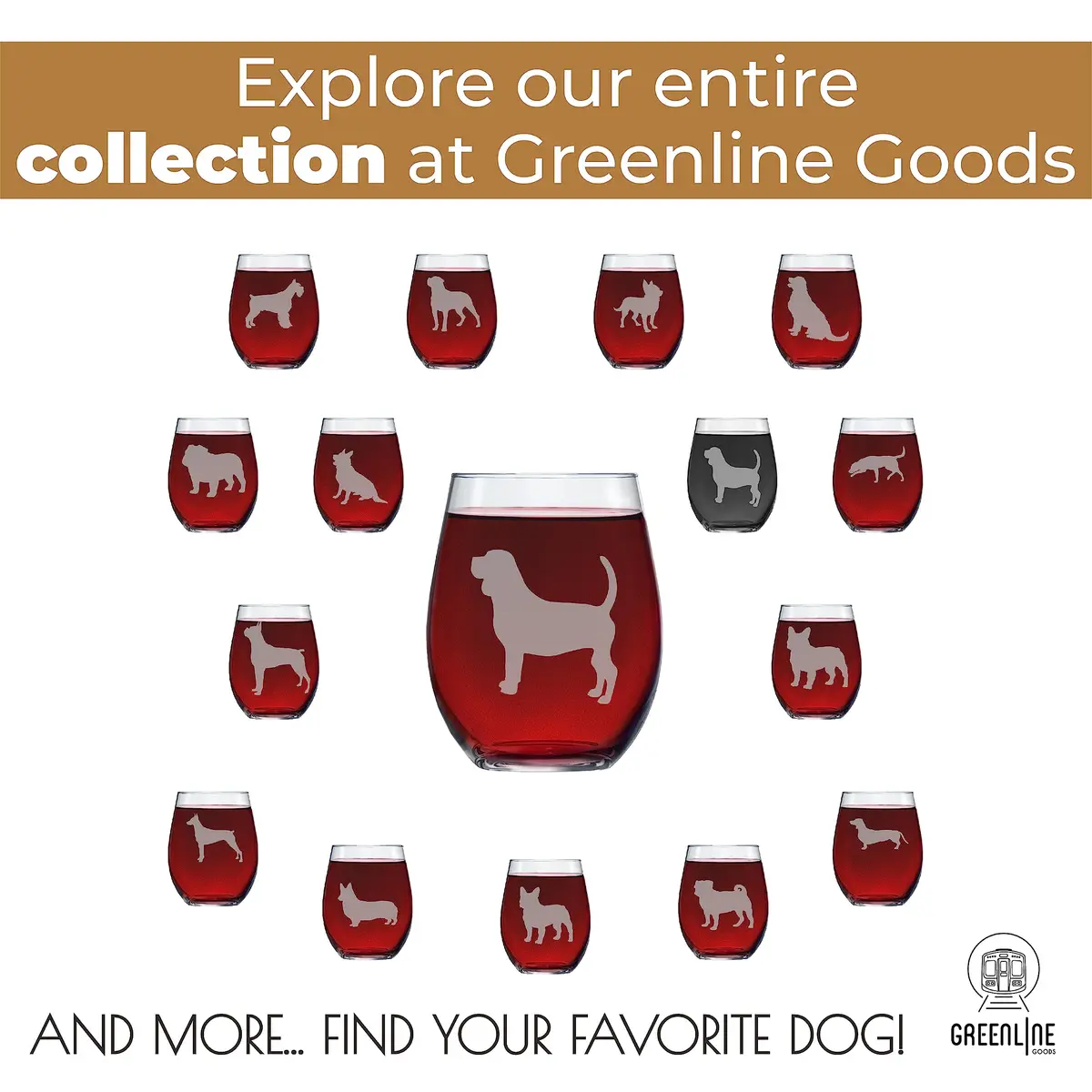 Greenline Goods Beagle Stemless Wine Glasses (Set of 2) | Dog Lover Gift | Hand Etched Breed Name - view 6
