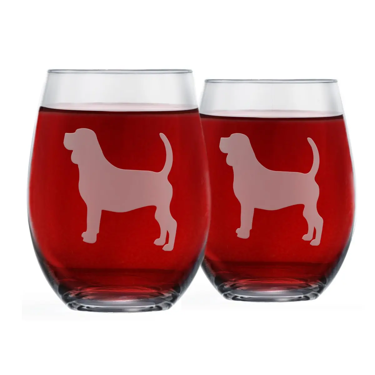 Greenline Goods Beagle Stemless Wine Glasses (Set of 2) | Dog Lover Gift | Hand Etched Breed Name - main product image