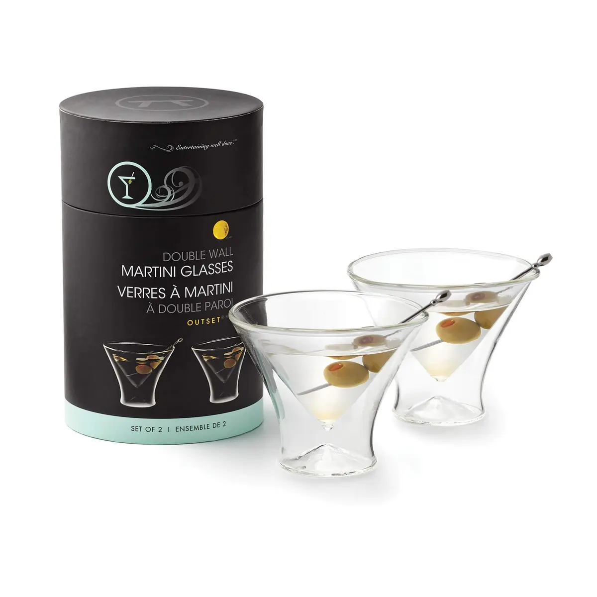 Outset Double Wall Martini Glasses Set of 2, 133ml (4.5 Fl Oz) | Insulated Borosilicate Glassware - main product image