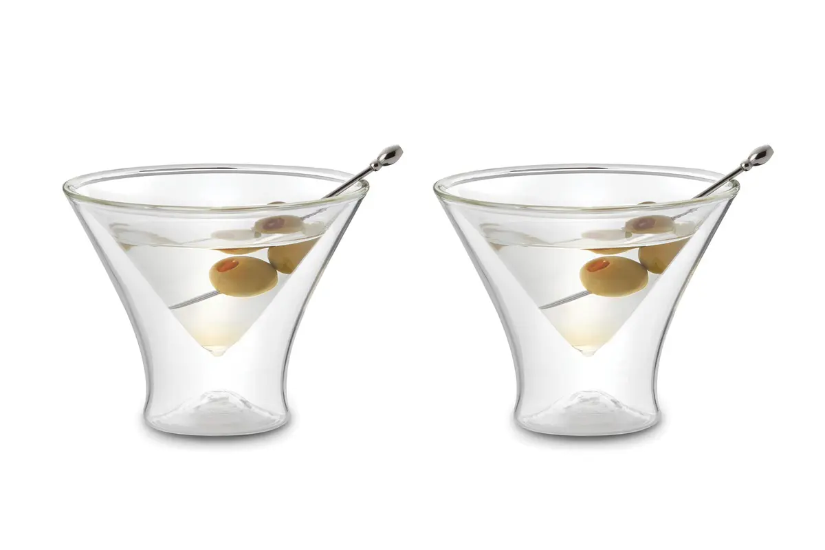 Outset Double Wall Martini Glasses Set of 2, 133ml (4.5 Fl Oz) | Insulated Borosilicate Glassware - view 3