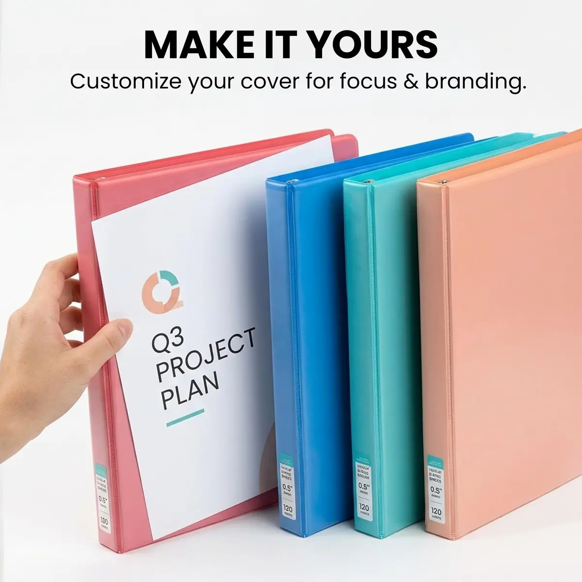 Yoobi 0.5 Inch D-Ring Binders (4-Pack, Multicolor) | 120 Sheet Capacity - view 7