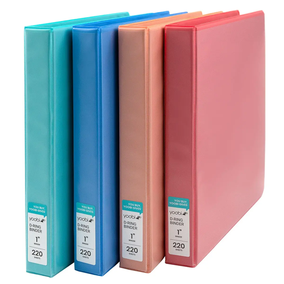 Yoobi 1 Inch D-Ring Binder Set, 4 Pack Multicolor | Holds 220 Sheets - main product image