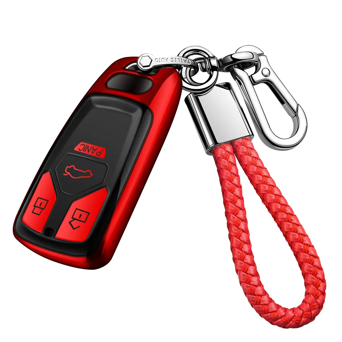 Tukellen for Audi Key Fob Cover with Keychain | Soft TPU Protector Compatible with Audi A4 Q7 TT A3 A6 R8 (Red) - main product image