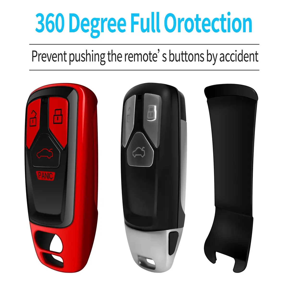 Tukellen for Audi Key Fob Cover with Keychain | Soft TPU Protector Compatible with Audi A4 Q7 TT A3 A6 R8 (Red) - view 5