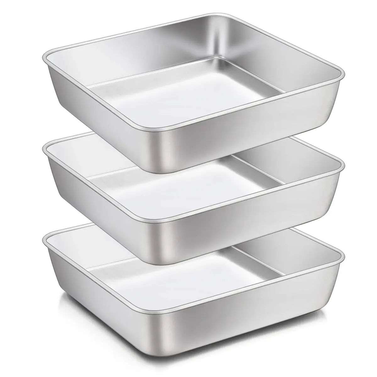 E-far 8 x 8-Inch Stainless Steel Baking Pan Set | Healthy, Durable & Dishwasher Safe - main product image
