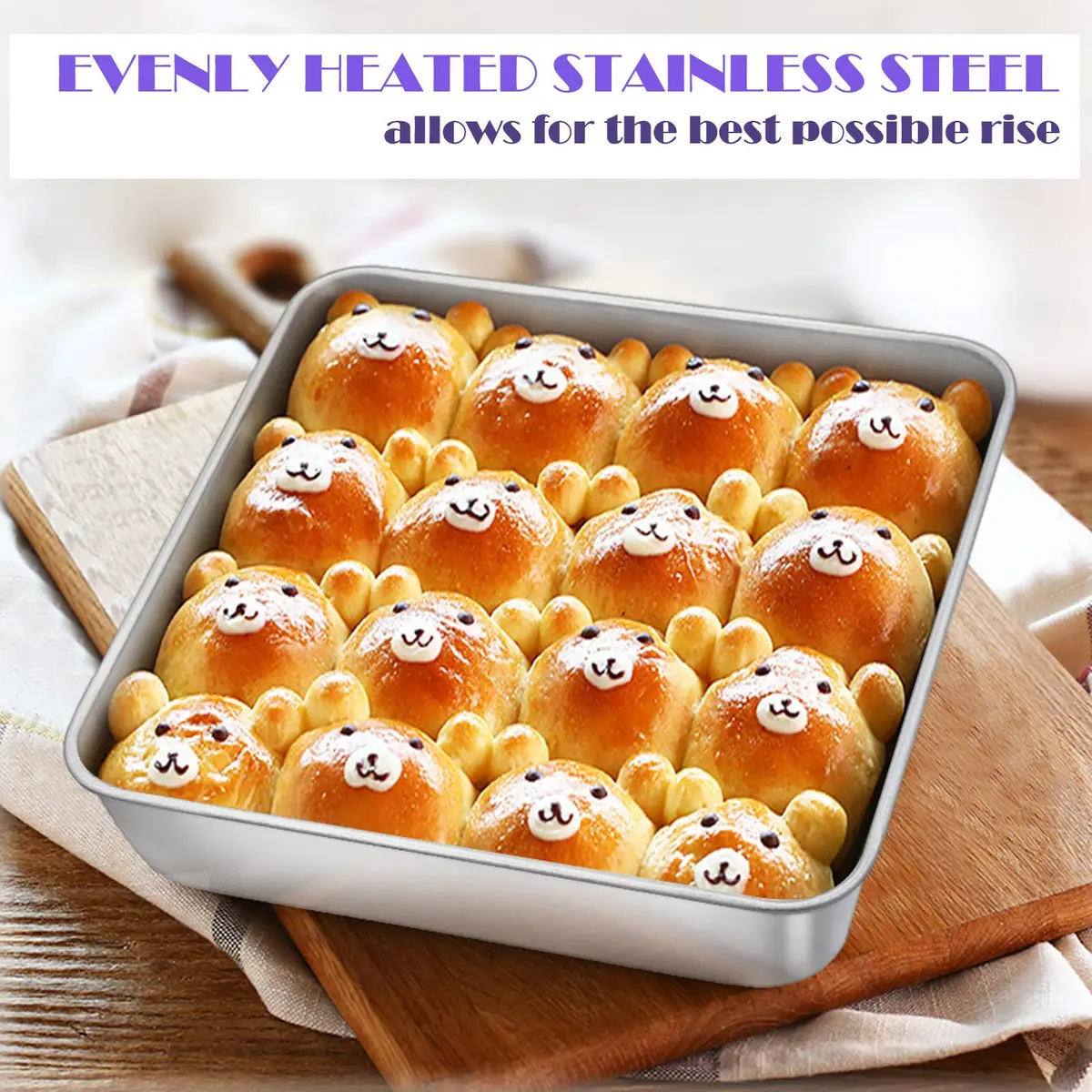 E-far 8 x 8-Inch Stainless Steel Baking Pan Set | Healthy, Durable & Dishwasher Safe - view 5