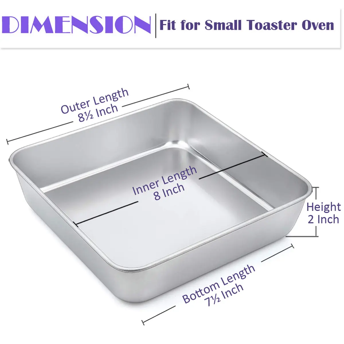 E-far 8 x 8-Inch Stainless Steel Baking Pan Set | Healthy, Durable & Dishwasher Safe - view 2