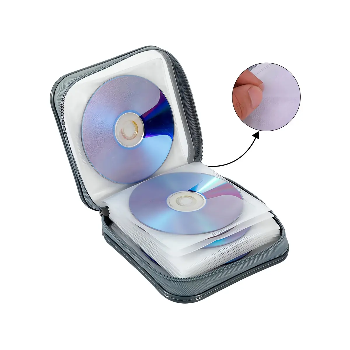 Penxina 40 Capacity CD DVD Case Wallet Holder Portable Disc VCD Heavy Duty Binder Storage Organizer White | Lightweight & Durable - view 2