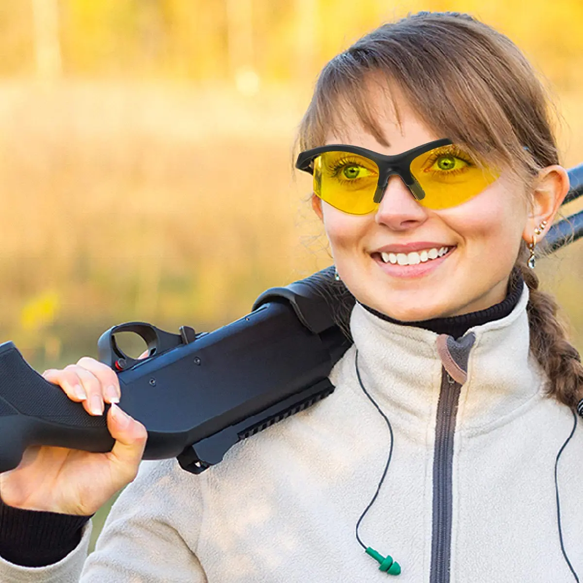 LaneTop Safety Glasses ANSI Z87.1 Impact Polycarbonate Yellow Lens | UV400 Eye Protection for Shooting Range - view 3
