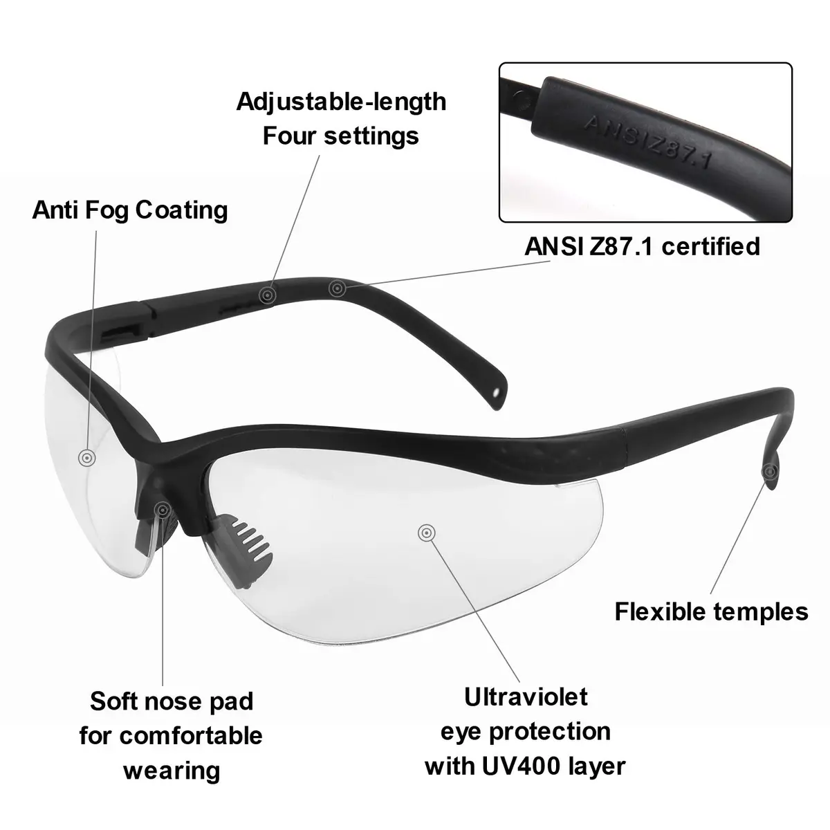 LaneTop Shooting Glasses for Men and Women | Impact-Resistant ANSI Z87.1 UV400 Safety Eyewear - view 4
