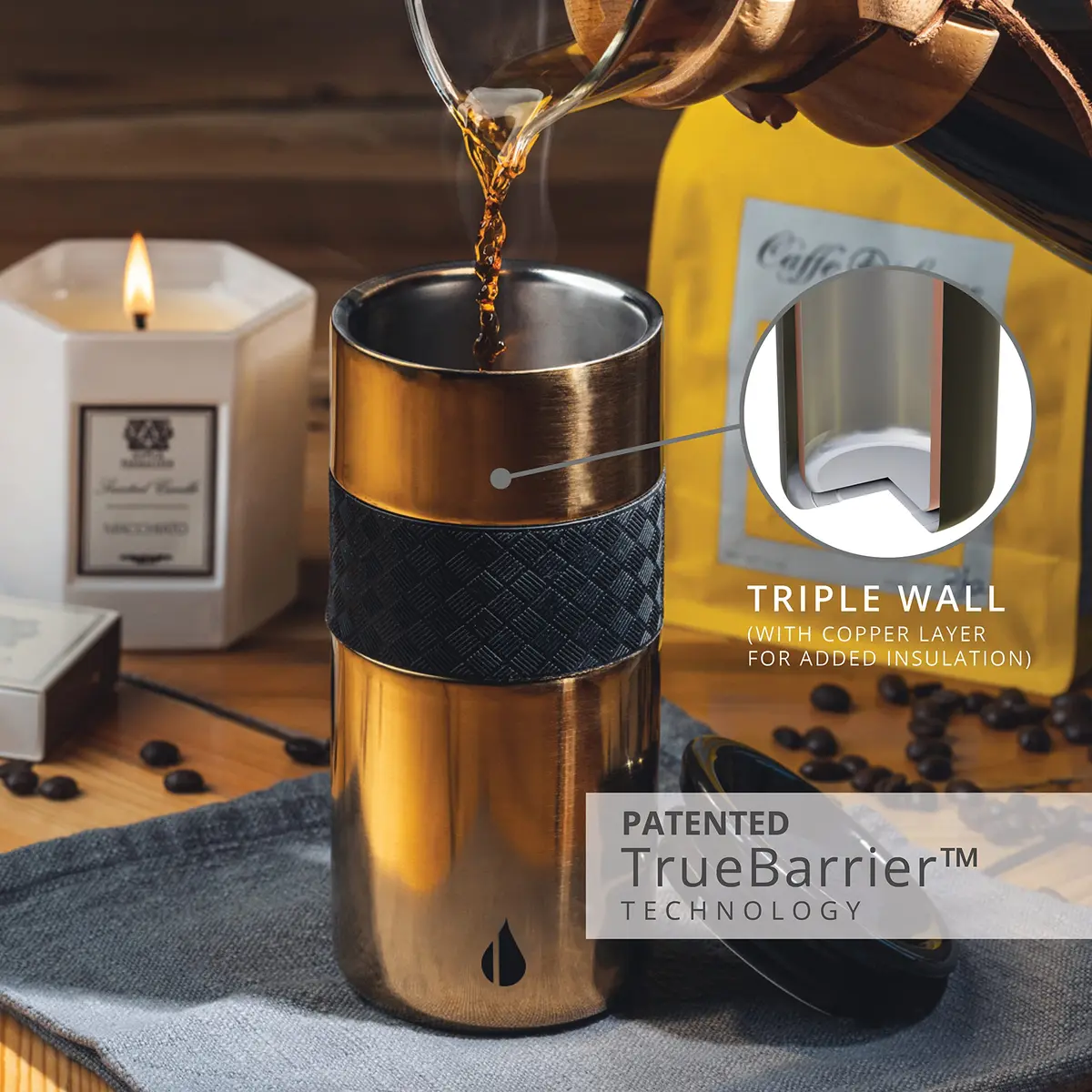 Elemental Artisan 16oz Triple-Wall Insulated Coffee Tumbler w/Ceramic Lid | Keeps Drinks Hot 6 Hrs, Cold 18 Hrs - view 7