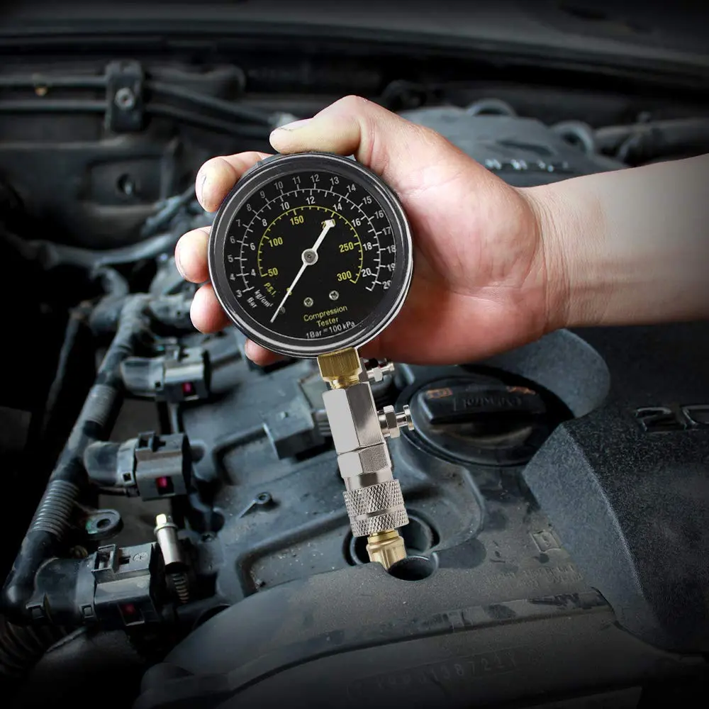 BETOOLL 8pcs Petrol Engine Cylinder Compression Tester Kit | Durable Brass Adapters & Triple Range Gauge - view 6
