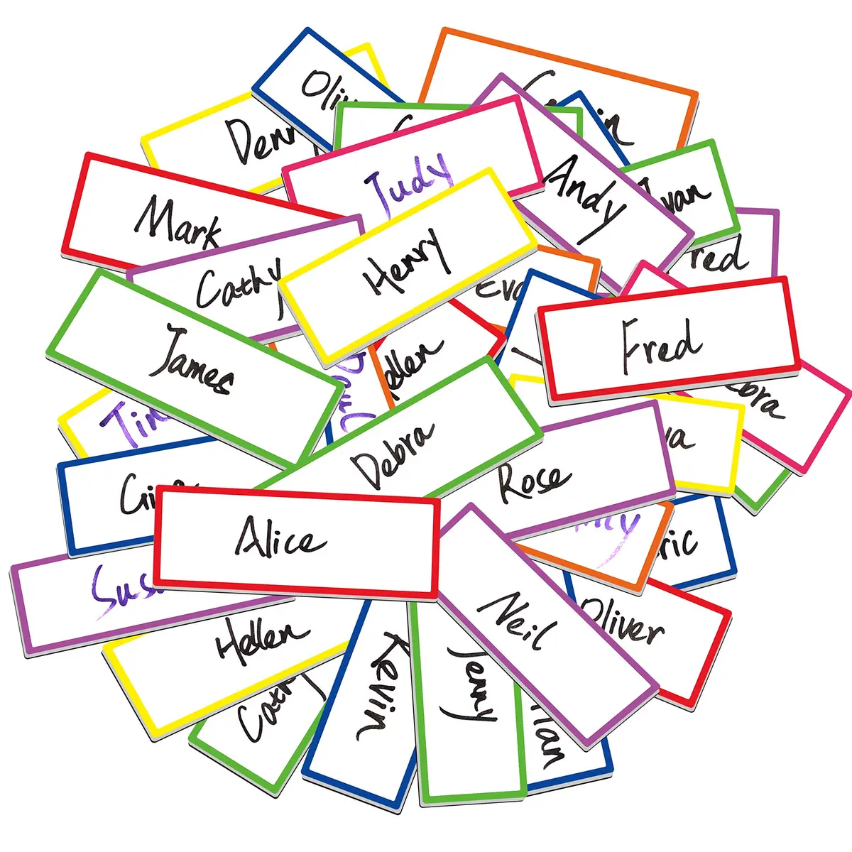 SpriteGru Magnetic Name Tag Labels 42 pcs | Bright Colors for Whiteboards & Chores - view 4