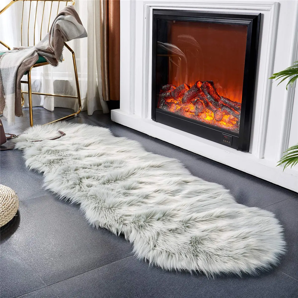 EasyJoy Ultra Soft Fluffy Shaggy Area Rug Faux Fur 61cm x 183cm (2 x 6 ft) | Machine Made for Living Rooms & Bedrooms - view 3