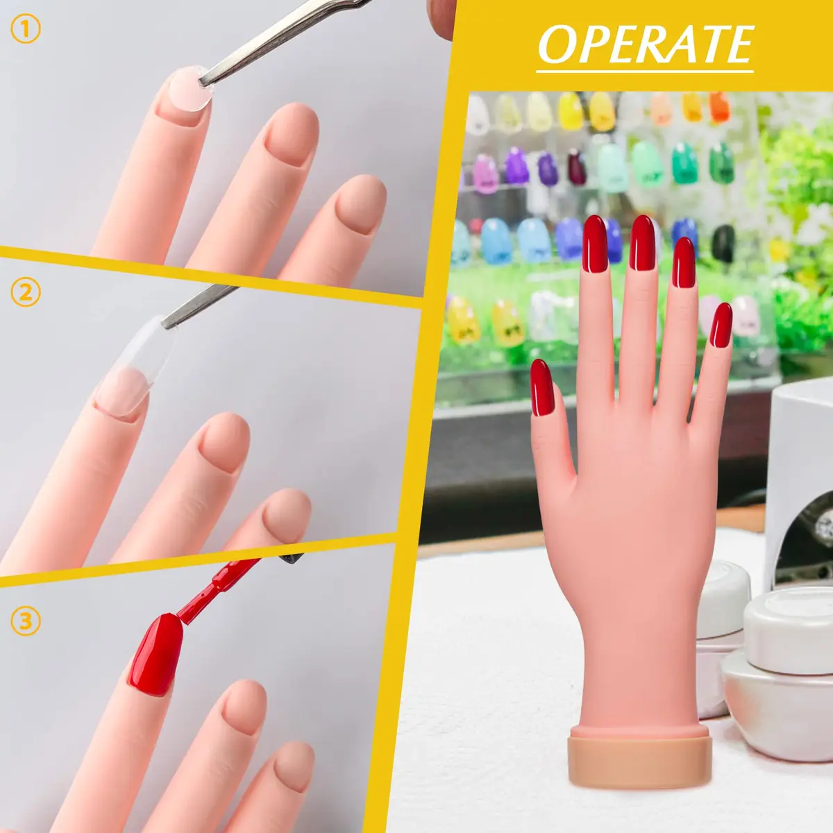 Krofaue 2 Pack Right Hand Nail Practice Trainer, Flexible Bendable Rubber with Realistic Skin Tone | Ideal for Beginners & Salon Artists - view 5