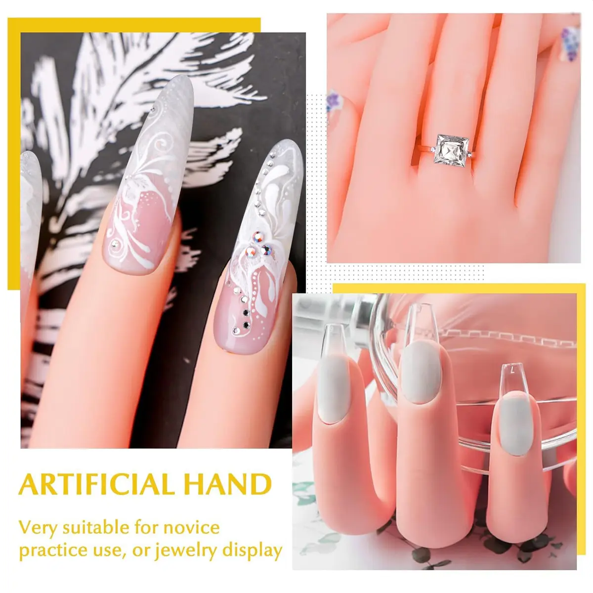 Krofaue 2 Pack Right Hand Nail Practice Trainer, Flexible Bendable Rubber with Realistic Skin Tone | Ideal for Beginners & Salon Artists - view 6