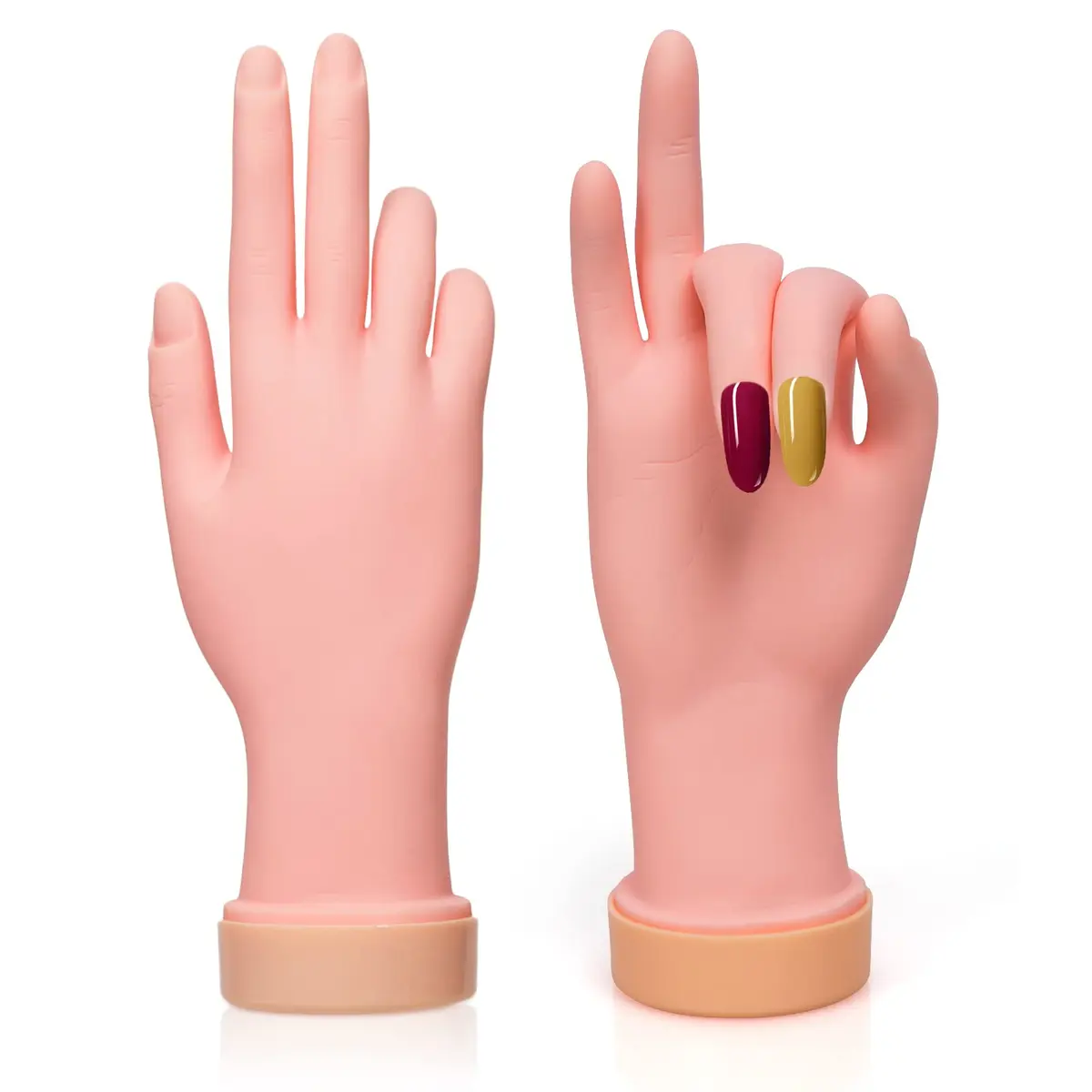 Krofaue 2 Pack Right Hand Nail Practice Trainer, Flexible Bendable Rubber with Realistic Skin Tone | Ideal for Beginners & Salon Artists - main product image