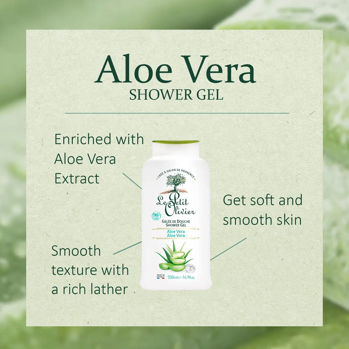 Le Petit Olivier Aloe Vera Shower Gel 16.9 Fl Oz | Moisturizing & pH Neutral for All Skin Types - view 4