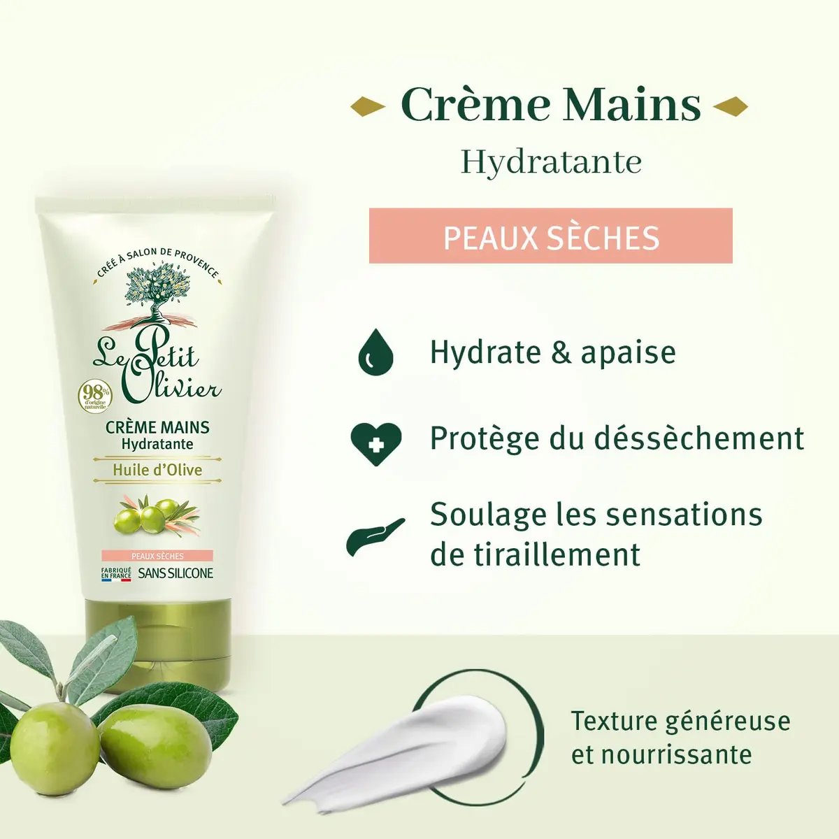 Le Petit Olivier Moisturizing Hand Cream - Olive Oil - Enriched With Glycerin & Shea Butter | Softens, Hydrates & Protects Hands - view 2
