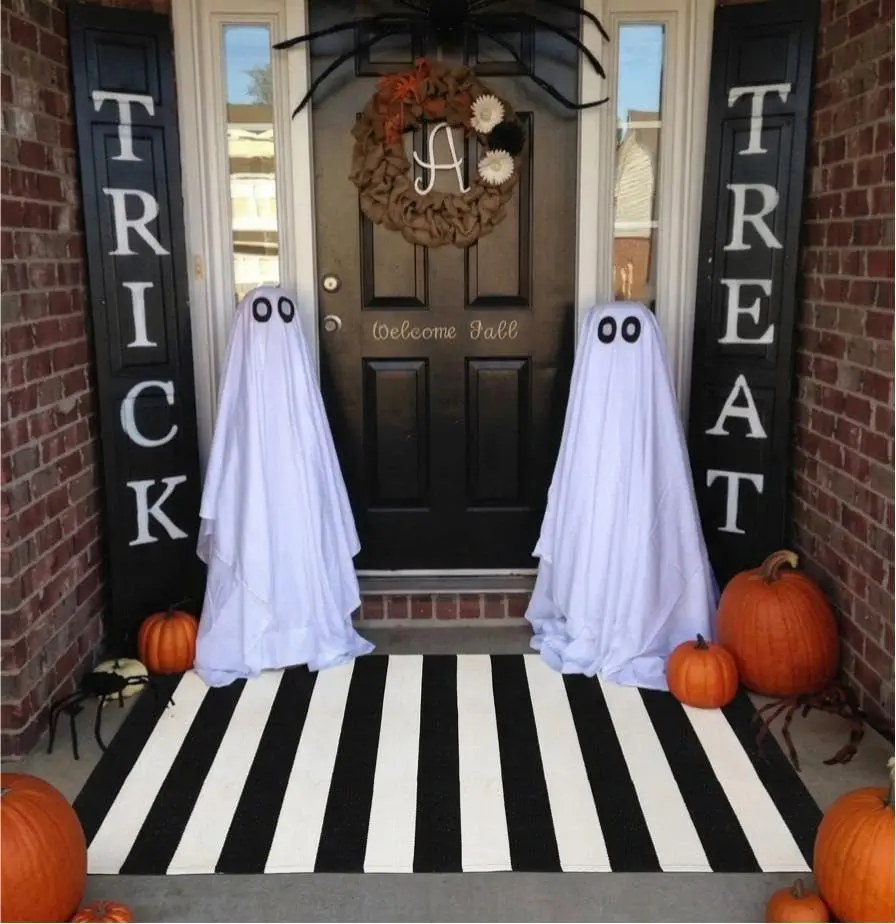 LEEVAN Black and White Striped Outdoor Rug 3x5 | Washable Front Porch Rug - view 2