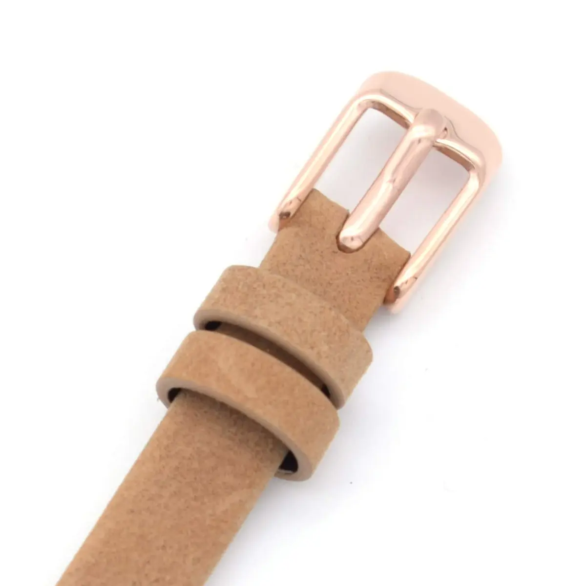bullish 8mm Genuine Leather Watch Strap Replacement for Fossil Watches, 210mm (8.27 in) | Beige Genuine Cowhide Leather with Stainless Steel Buckle - view 5