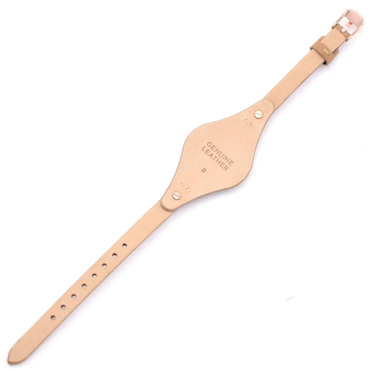 bullish 8mm Genuine Leather Watch Strap Replacement for Fossil Watches, 210mm (8.27 in) | Beige Genuine Cowhide Leather with Stainless Steel Buckle - view 3