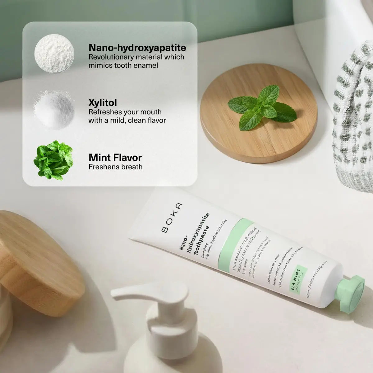 Boka Ela Mint Toothpaste - Fluoride Free with Nano Hydroxyapatite, 118 ml (4 Fl Oz) - view 4