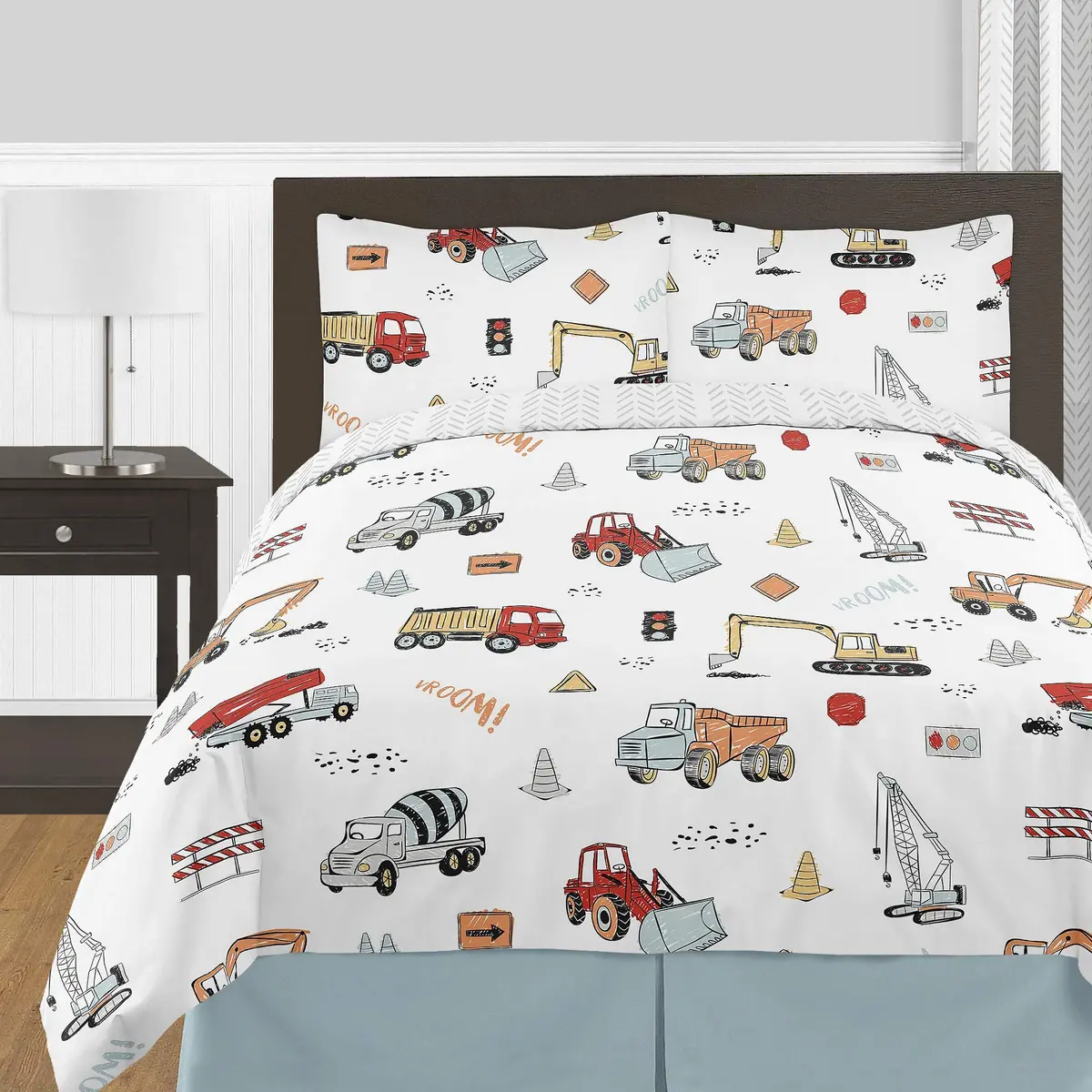 Sweet Jojo Designs Construction Truck Body Pillow Case Cover 54in x 20in | Toddler Bedding Accessory - view 5