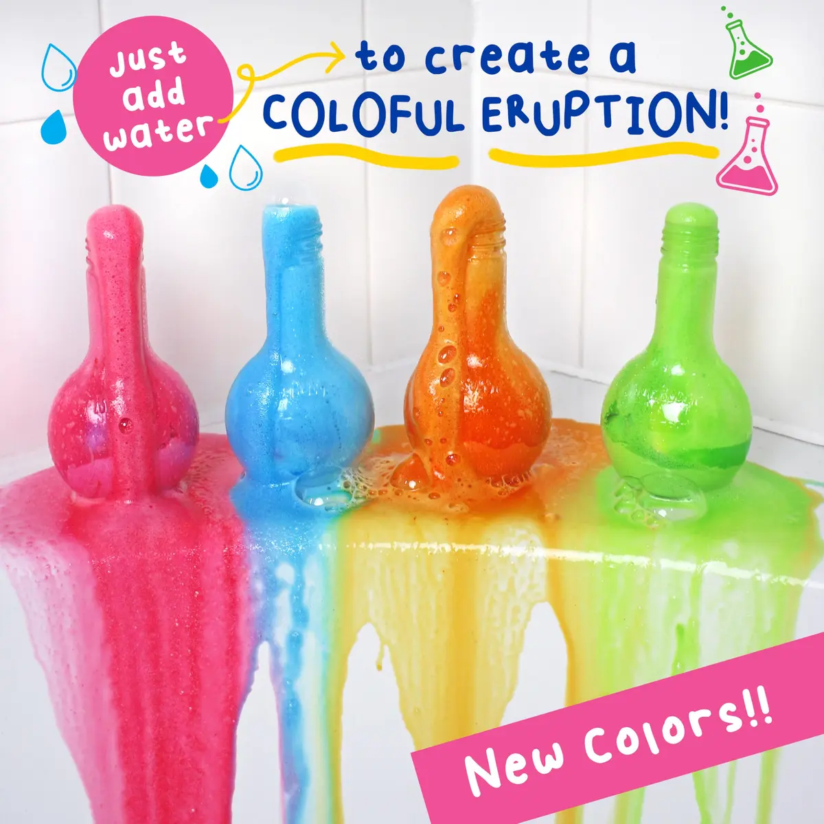Mr. Bubble Kids Original Bath Bomb Potions - Colorful Fizzy Fun - Cool Foam and Bubble Science Beaker Bath Toys (Pack of 4) | Safe, Paraben-Free, Colorful Science Fun - view 2