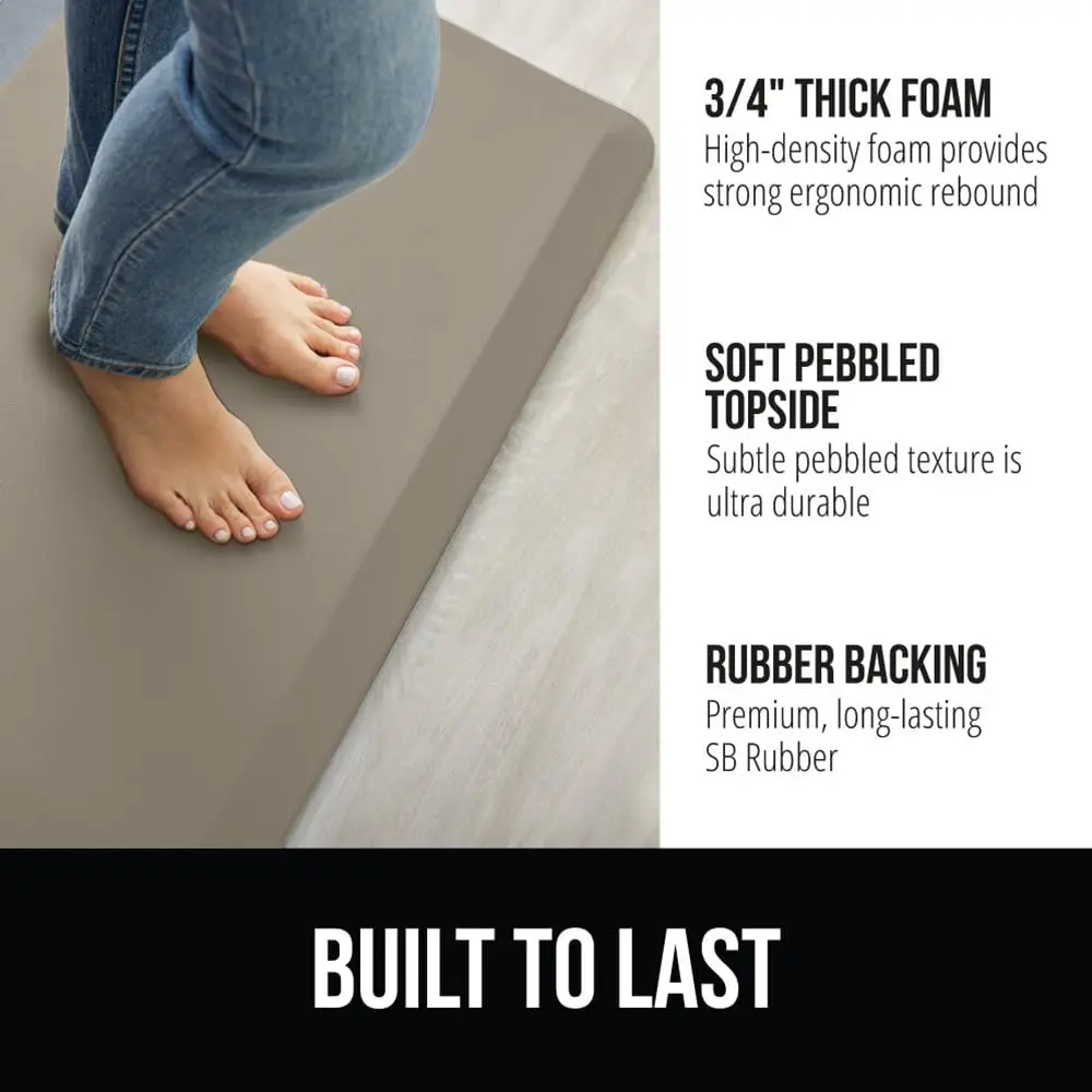 GORILLA GRIP Cushioned Antifatigue Kitchen Mat for Floor, 24x17, Taupe | Supportive 3/4 Inch Foam for Long Standing Comfort - view 2