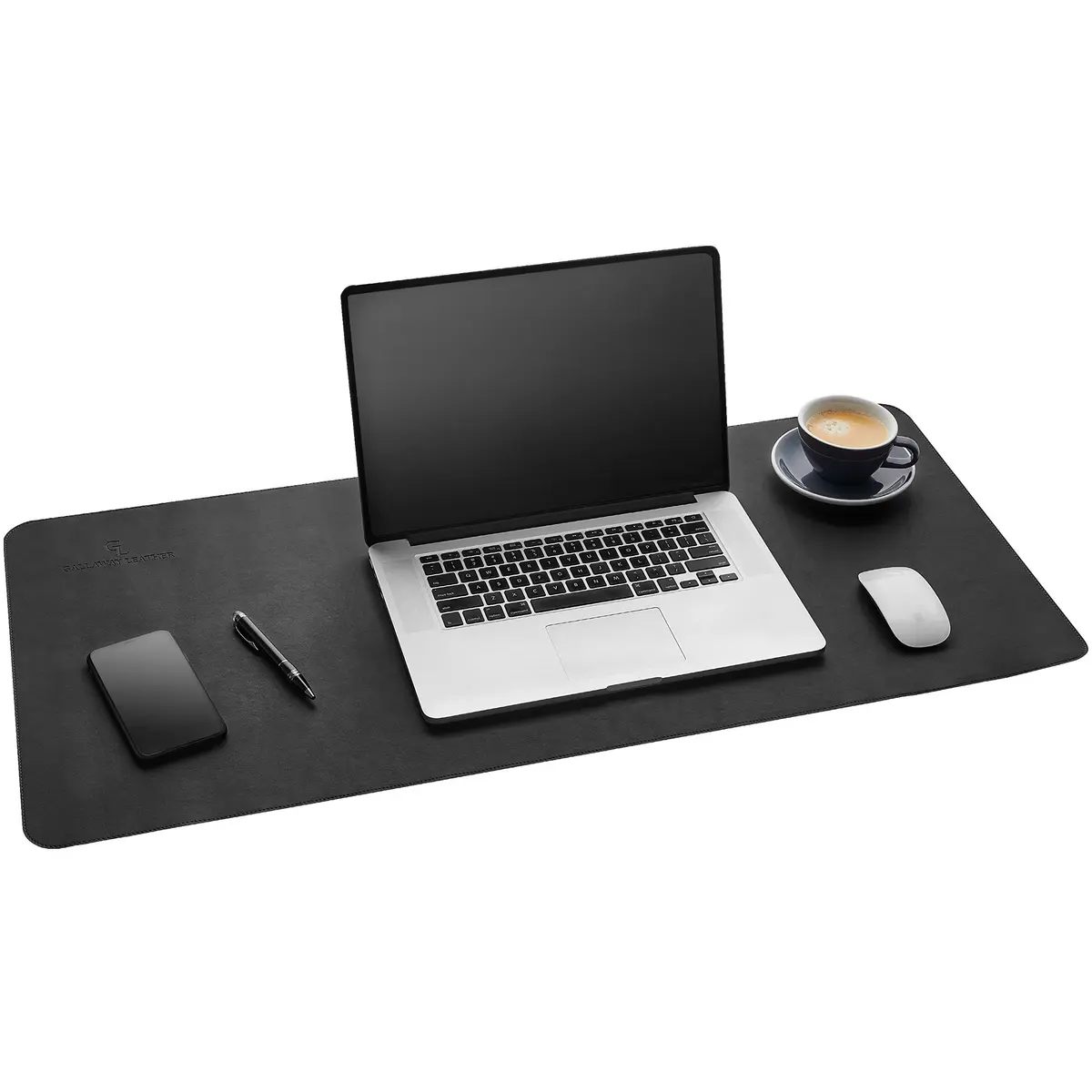 Gallaway Leather Desk Mat, Large 36" x 17" Black | Smooth PU Leather Writing Pad for Office & Home - main product image