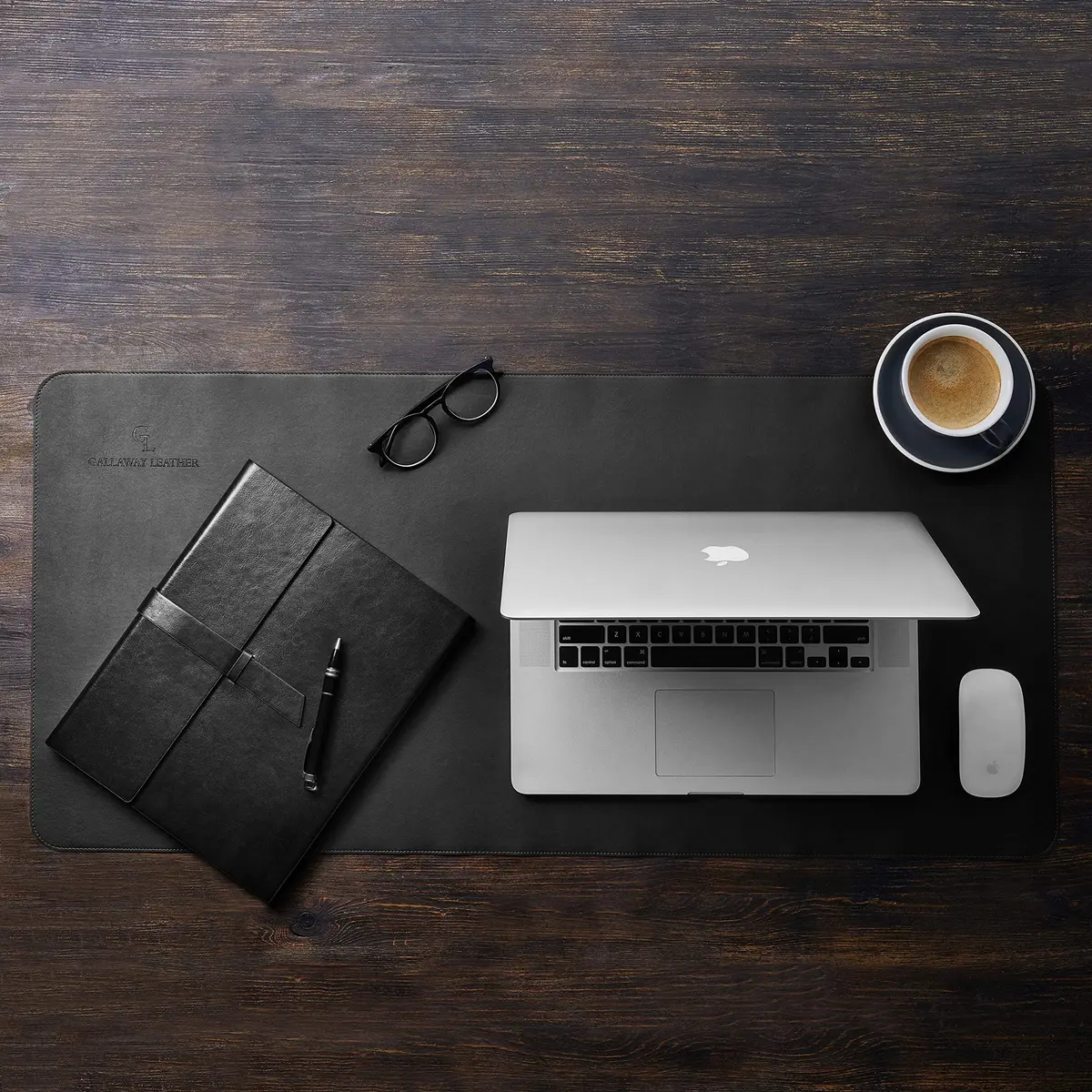 Gallaway Leather Desk Mat, Large 36" x 17" Black | Smooth PU Leather Writing Pad for Office & Home - view 3