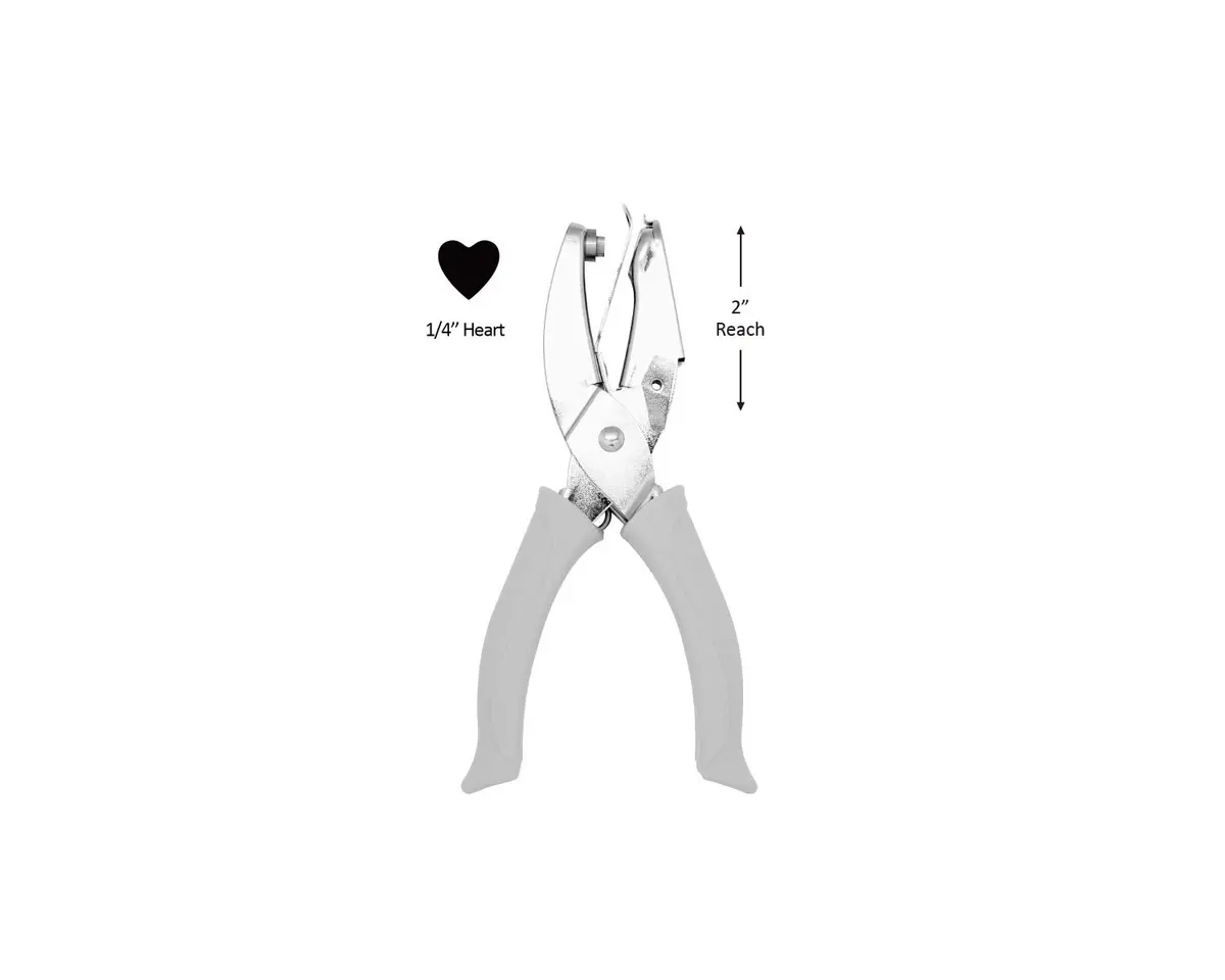 BiraBira Heart Shape Hand Punch 1/4" | Extra Length 2 inch Reach for Paper Crafting Scrapbooking - main product image