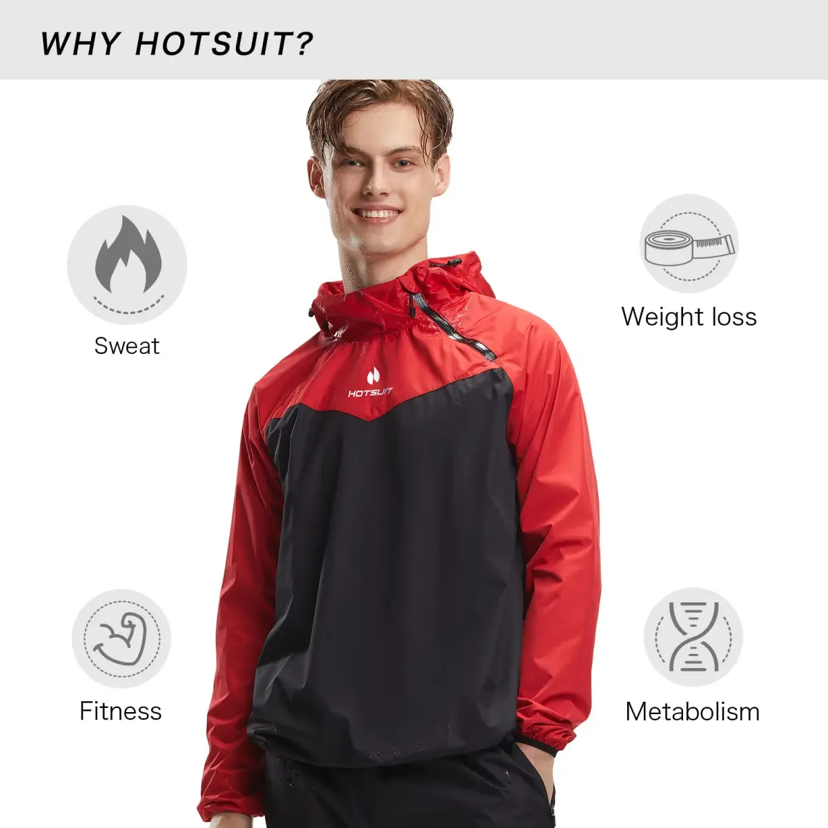 HOTSUIT Men's Red Sauna Jacket for Weight Loss - XX-Large | Sweat 5x More - view 3