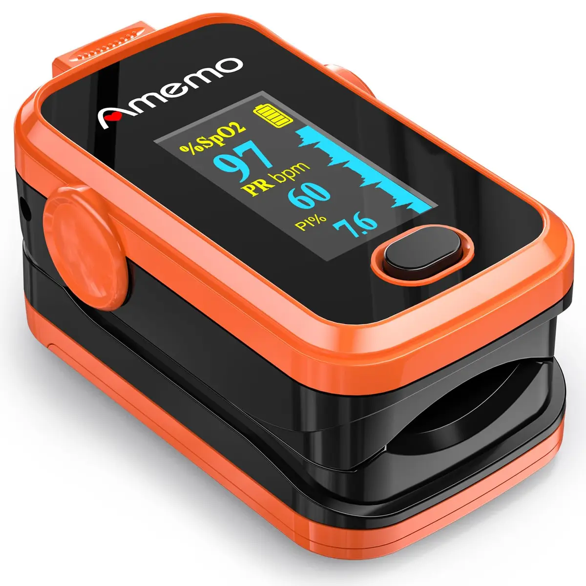 Amemo Blood Oxygen Monitor Fingertip OLED Display | Accurate SpO2 & Heart Rate with Silicone Cover - main product image