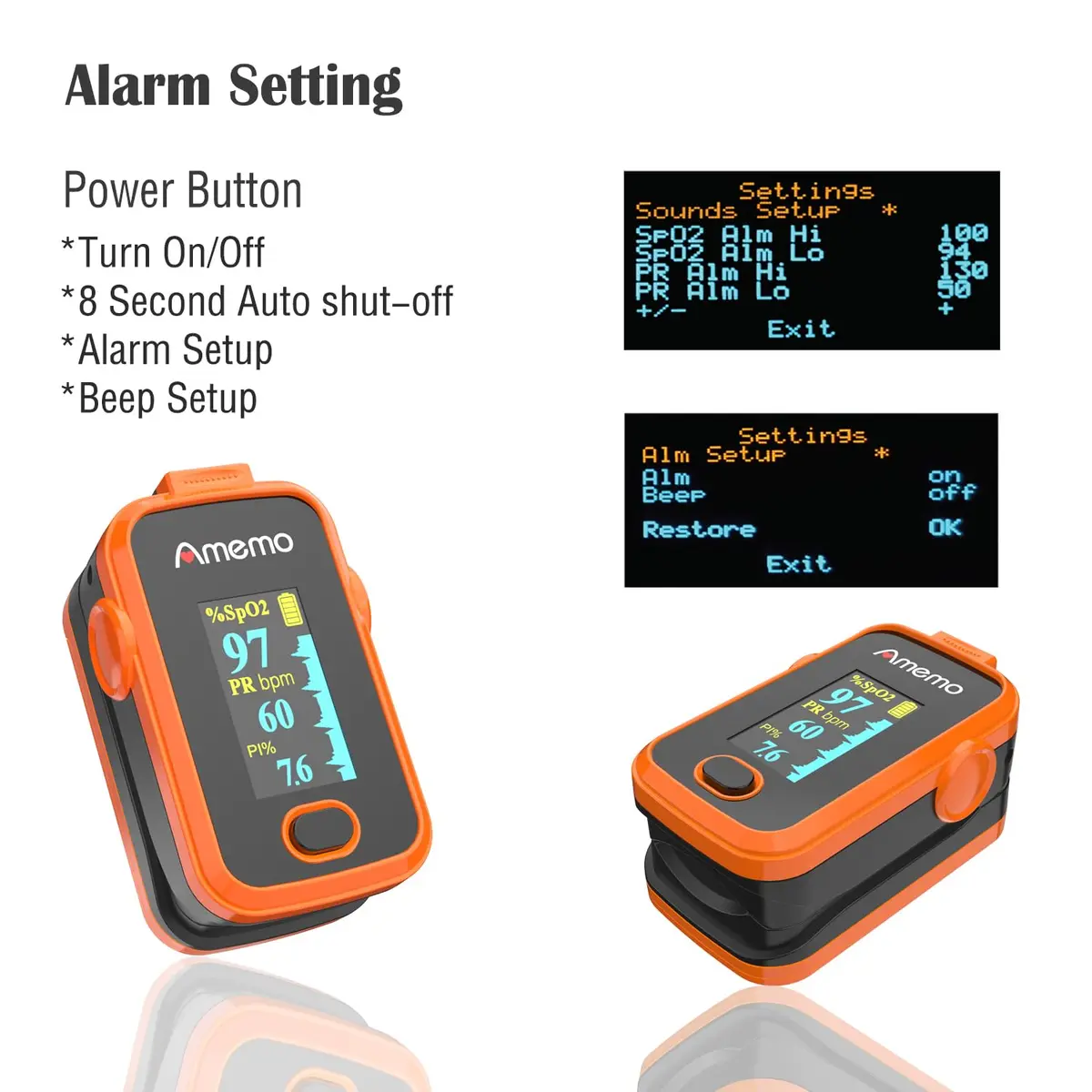 Amemo Blood Oxygen Monitor Fingertip OLED Display | Accurate SpO2 & Heart Rate with Silicone Cover - view 7
