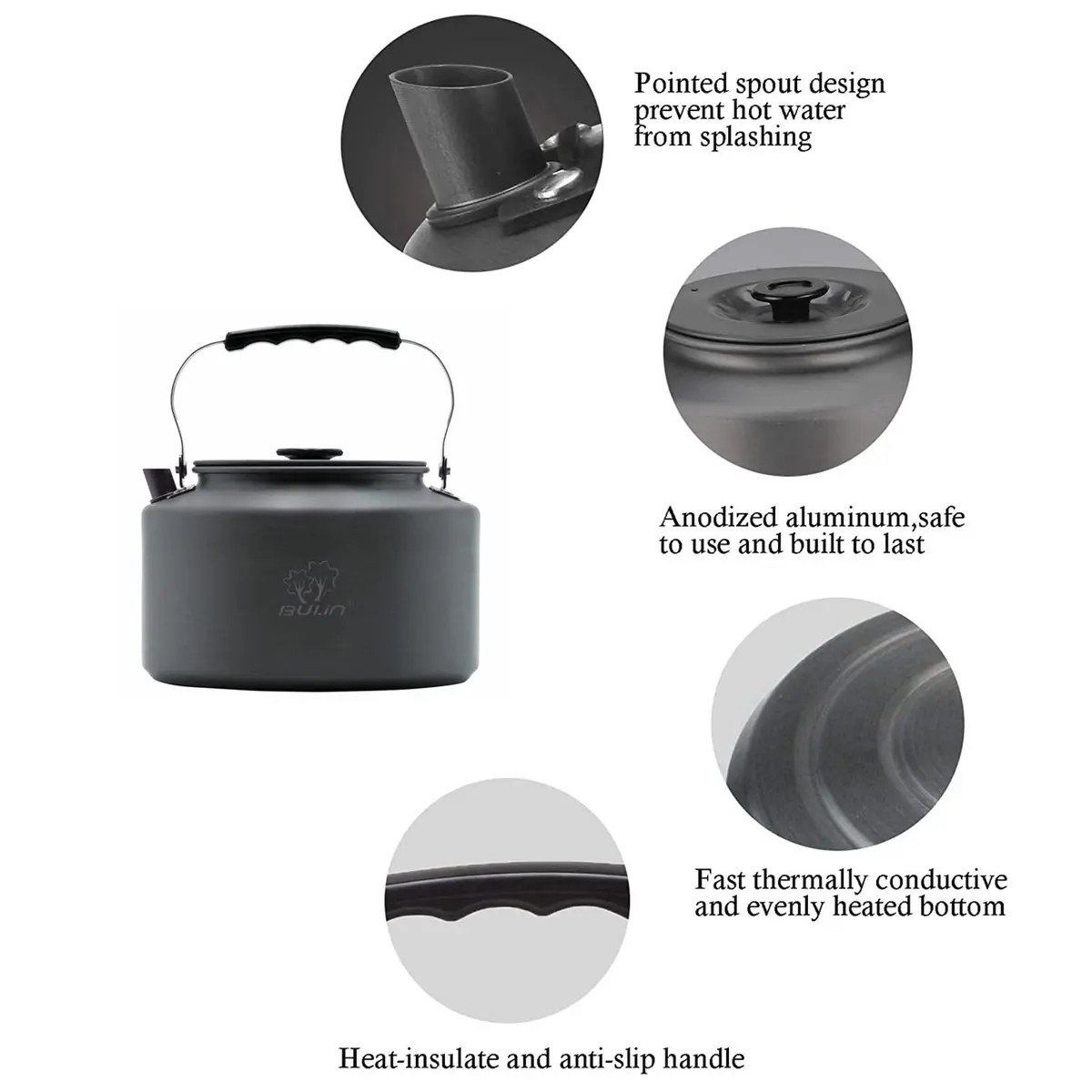 Bulin Camping Kettle 2.2L (740ml / 2.3 Quarts) | Fast Heating Water Boiler for Open Fire & Stoves - view 3