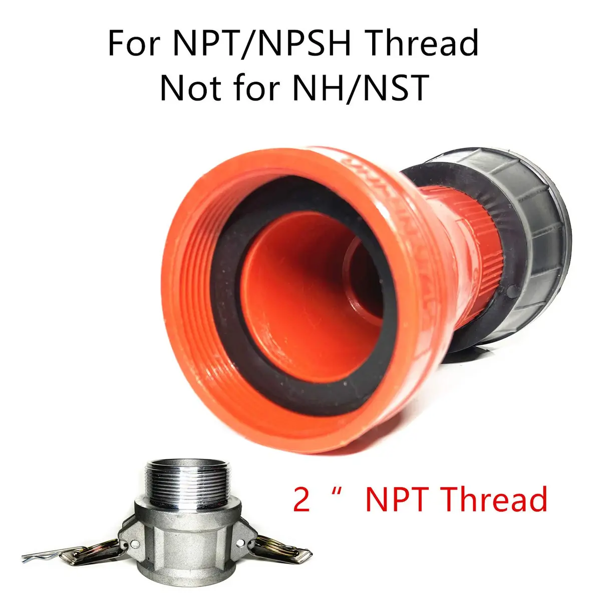 SAFBY Fire Hose Nozzle 2" NPSH Brass & Plastic | Fog, Stream & Off Positions, 100psi Max - view 3