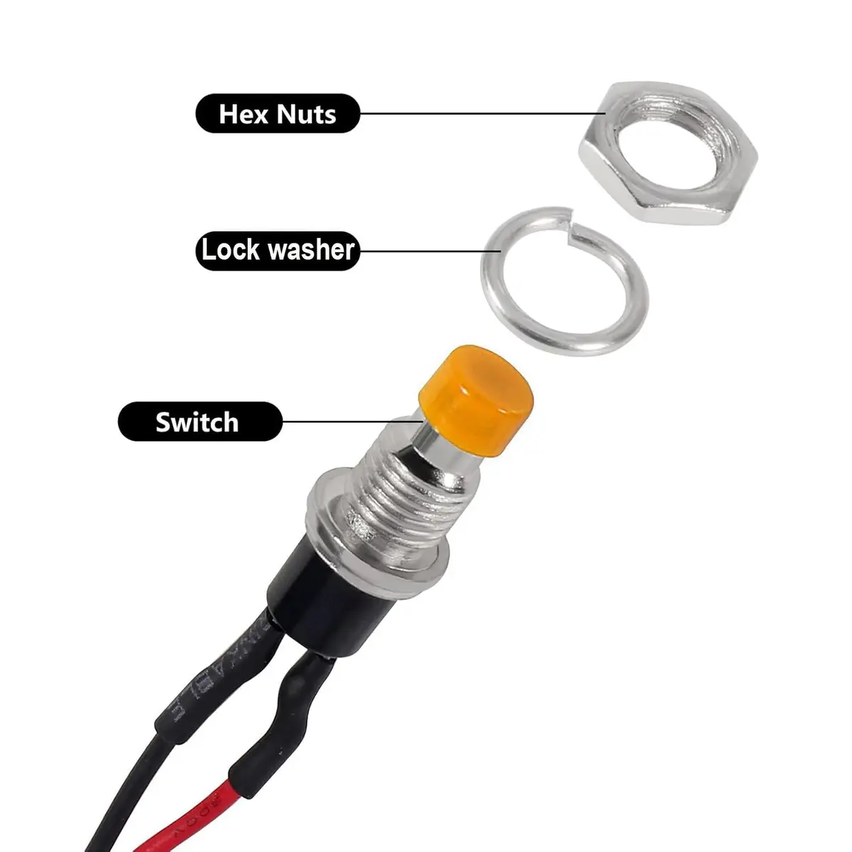 Gebildet 12pcs 7mm Mini Momentary Push Button Switch | SPST N/O 3V-230V, 1A, Round, Chassis Mount - view 6