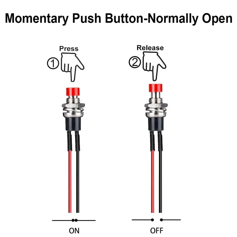 Gebildet 12pcs 7mm Mini Momentary Push Button Switch | SPST N/O 3V-230V, 1A, Round, Chassis Mount - view 3