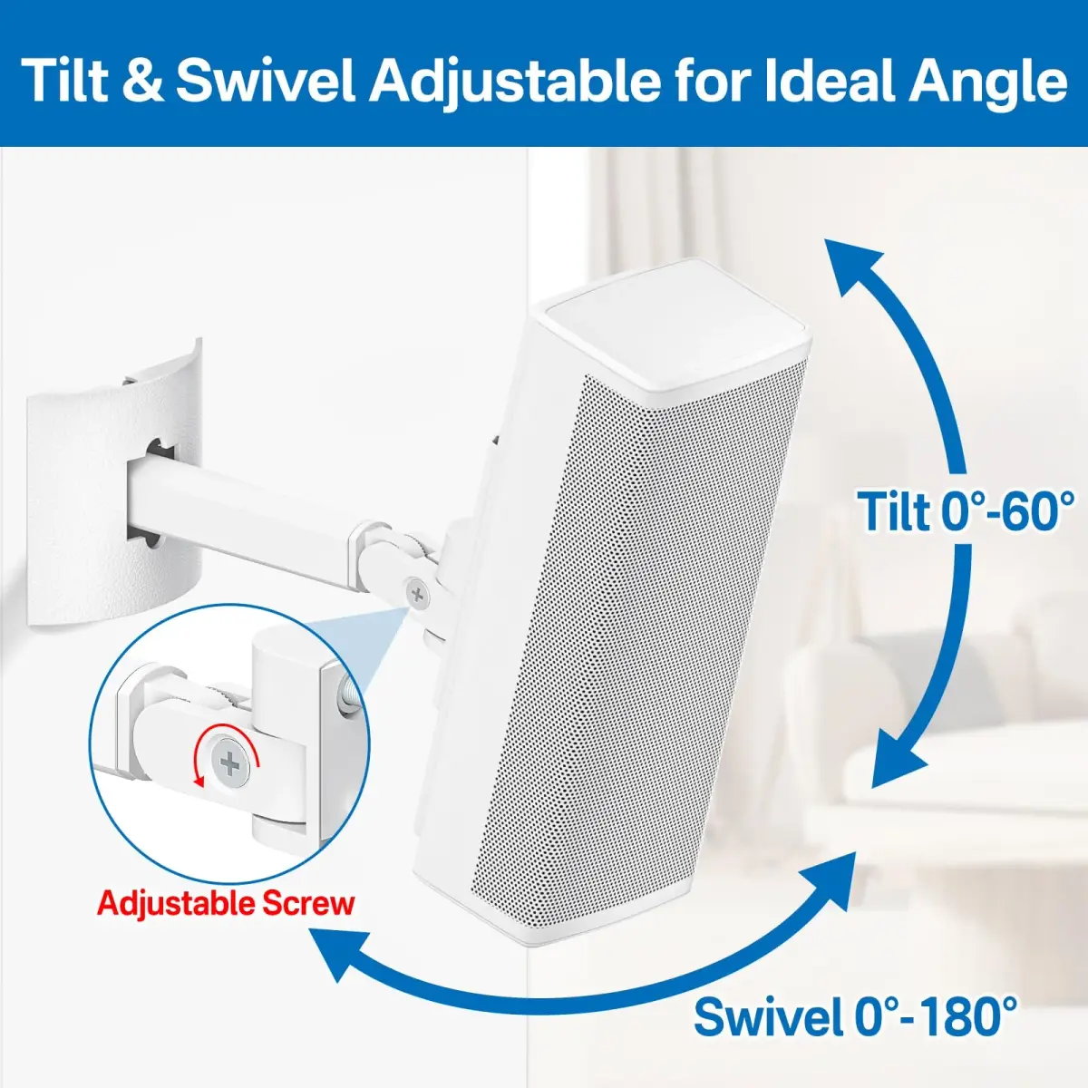 tiebutie White Adjustable Speaker Wall Mount | Ceiling & Wall Mount for Bose UB-20 Series II, SoundTouch, CineMate, Acoustimass, Cube Surround Bracket - view 5