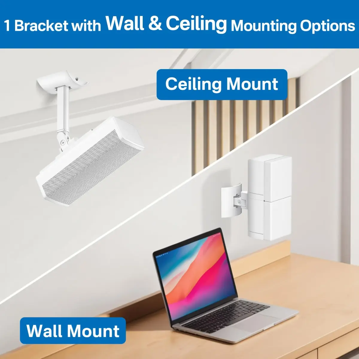 tiebutie White Adjustable Speaker Wall Mount | Ceiling & Wall Mount for Bose UB-20 Series II, SoundTouch, CineMate, Acoustimass, Cube Surround Bracket - view 4