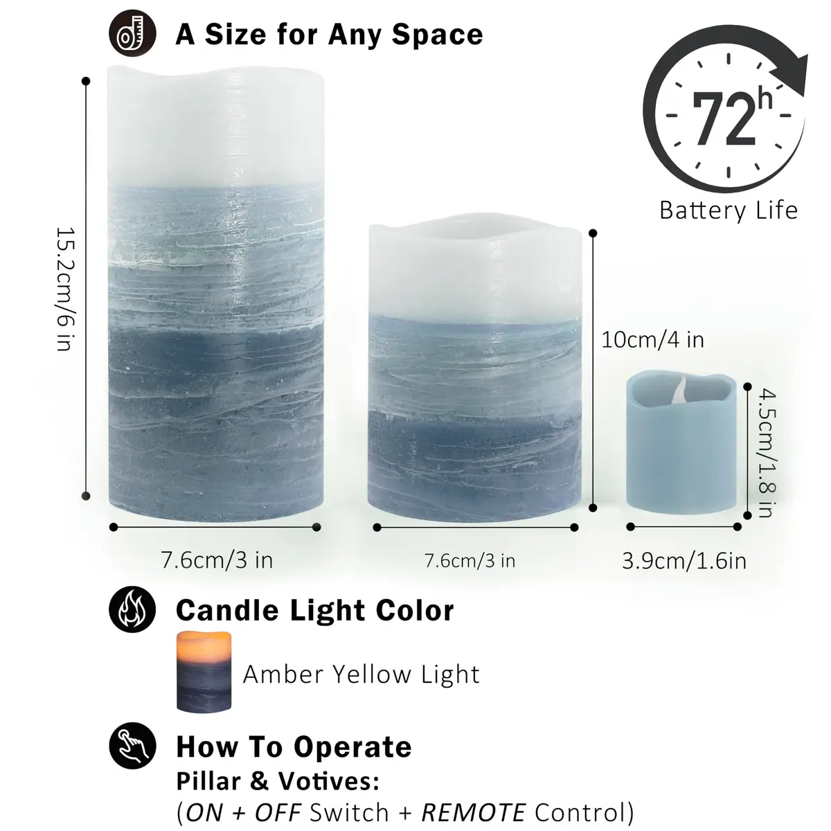 FURORA LIGHTING Blue Ombre LED Candles, 8-Pack Set with Remote & Timer | Flameless Wax Decor for Home & Events - view 6