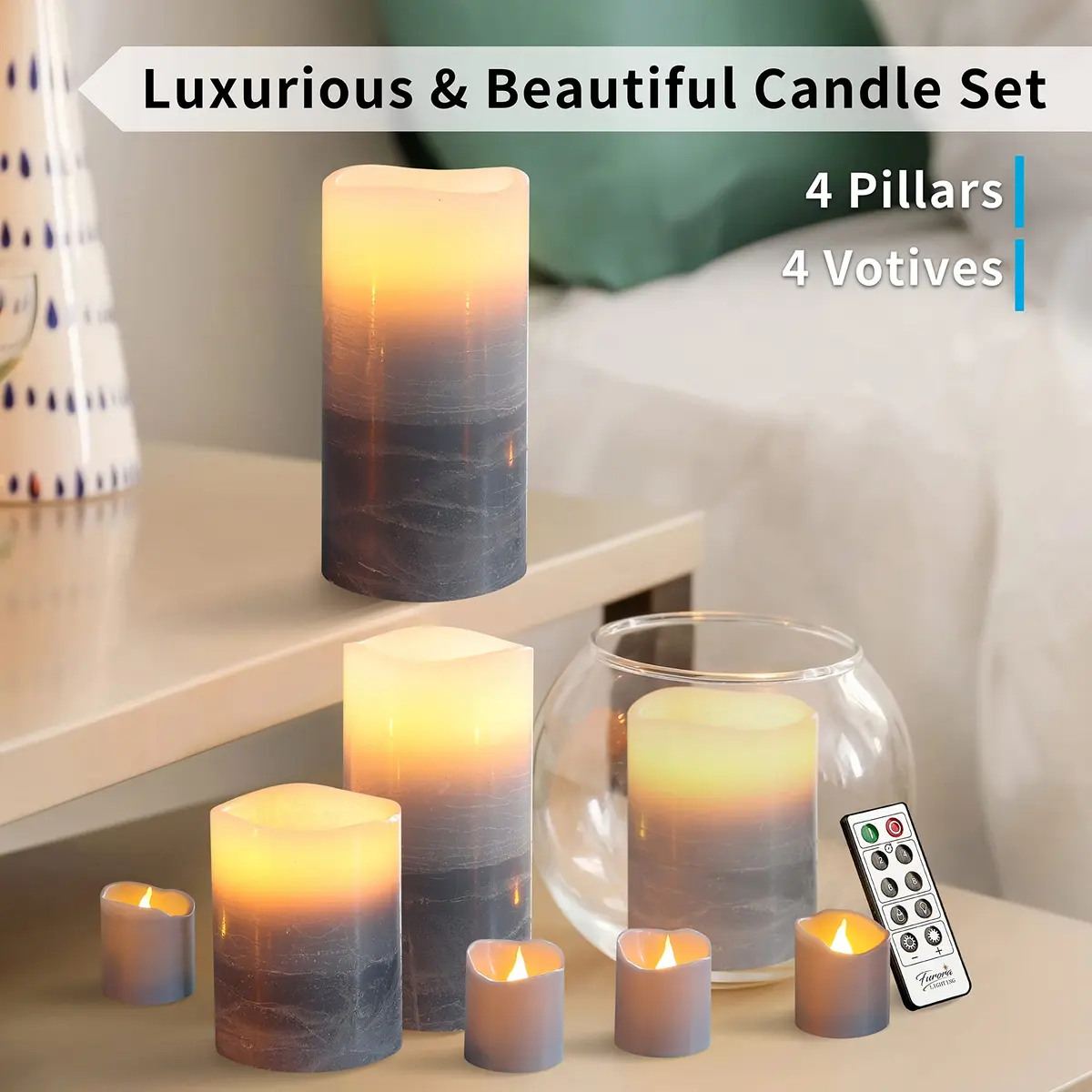 FURORA LIGHTING Blue Ombre LED Candles, 8-Pack Set with Remote & Timer | Flameless Wax Decor for Home & Events - view 4