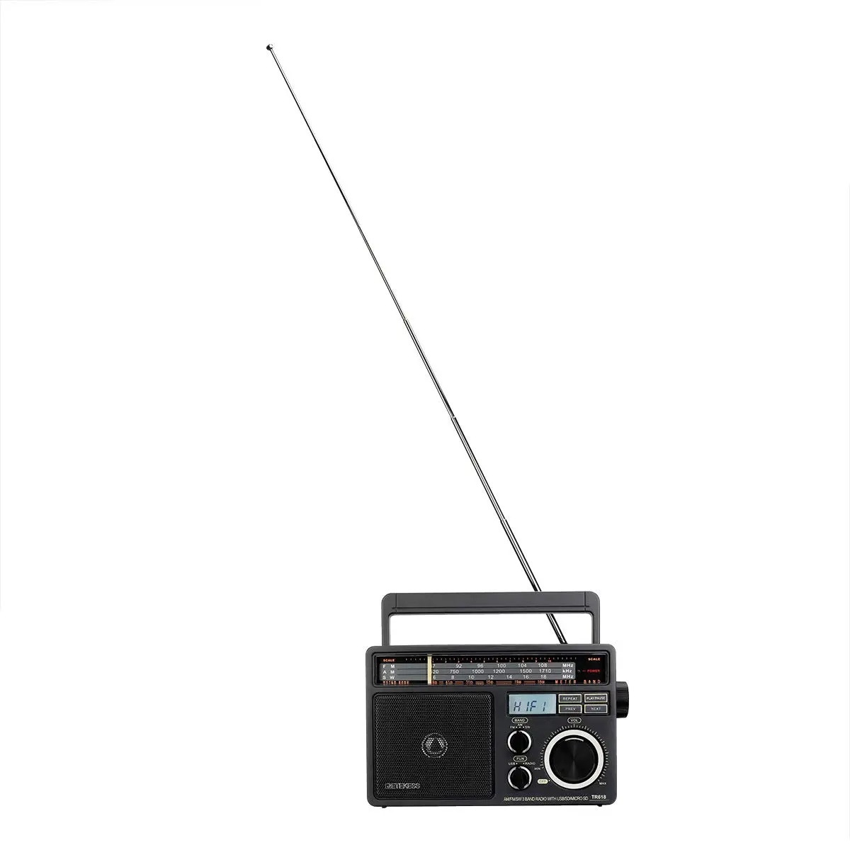 Retekess TR618 Portable AM FM Shortwave Radio with MP3 Support | Elder-Friendly Handle, Large Dial, 3.5mm Jack - view 9