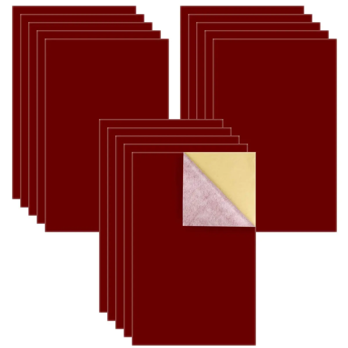 Thyores Red Velvet Adhesive Sheets 21cm x 30cm (A4 Size) | 15PCS Pack for Crafts & Decor - main product image