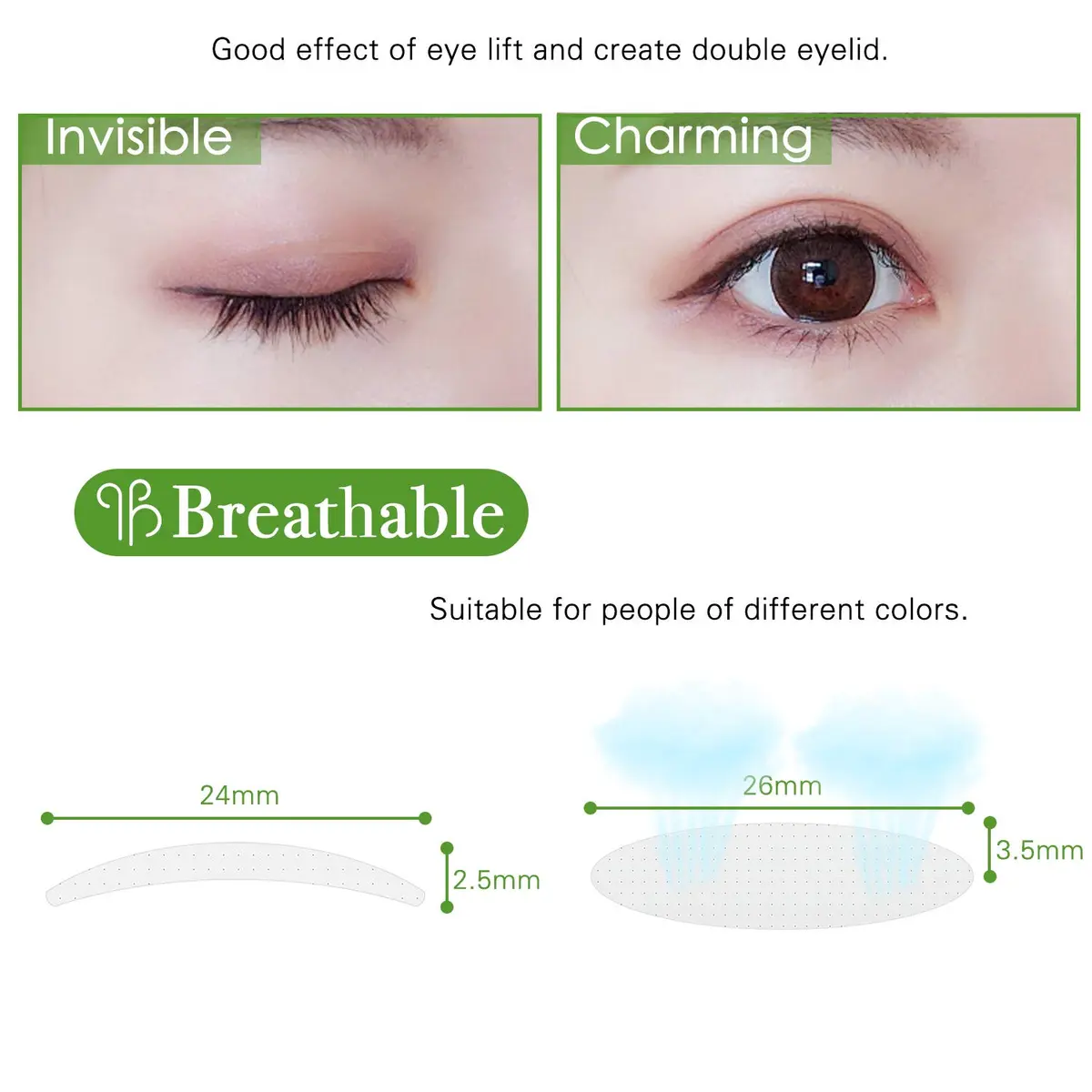 ZMBeauty Eyelid Tapes Stickers 800 pcs (400 Pairs) | Invisible Double Eyelid Tape for Hooded, Uneven, Mono-eye - view 2