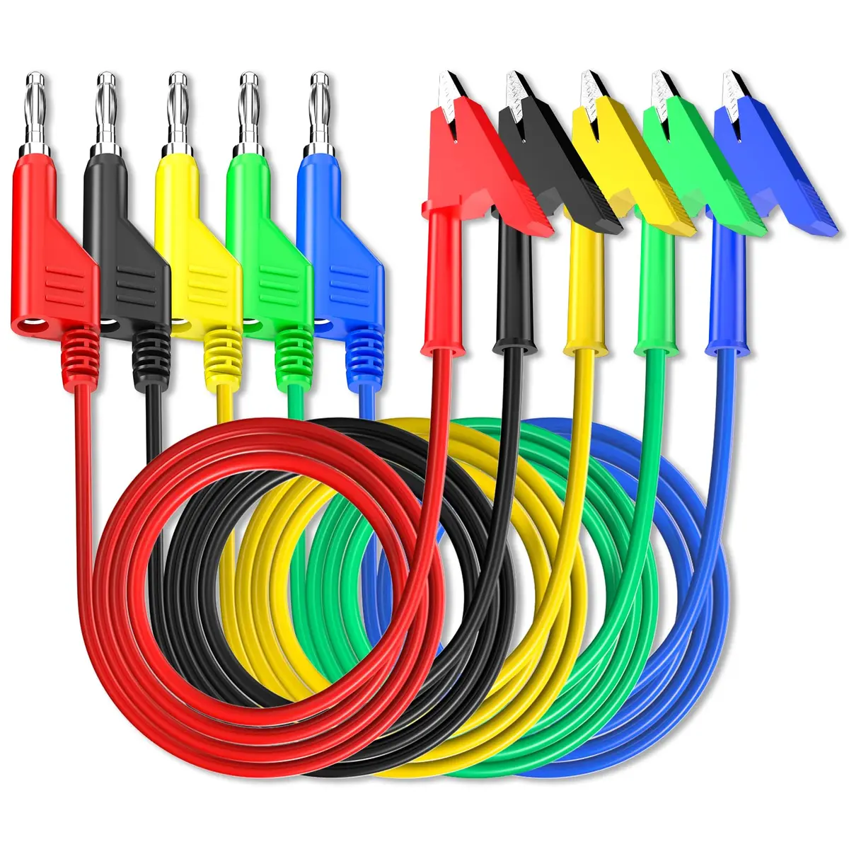 Goupchn Test Leads 1m (3.3ft) | 1000V 15A Stackable Banana Plug to Alligator Clip Set - main product image